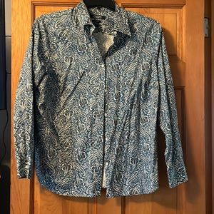 Paisley chaps button down long sleeve blouse
